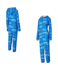 Concepts Sport Women's Blue Detroit Lions Roadway Allover Print Microfleece Full-Zip Union Suit