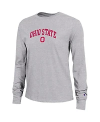 Champion Women's Gray Ohio State Buckeyes Arch Over Logo Long Sleeve T-Shirt