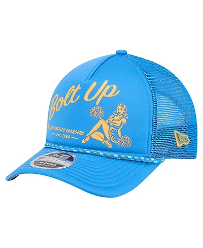 New Era Men's Powder Blue Los Angeles Chargers Gas Station 9FORTY A-Frame M-Crown Adjustable Trucker Hat