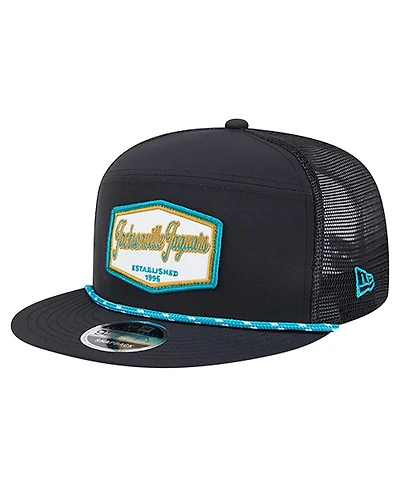 New Era Men's Black Jacksonville Jaguars Ripstop Patch 9FIFTY Split Panel Snapback Hat