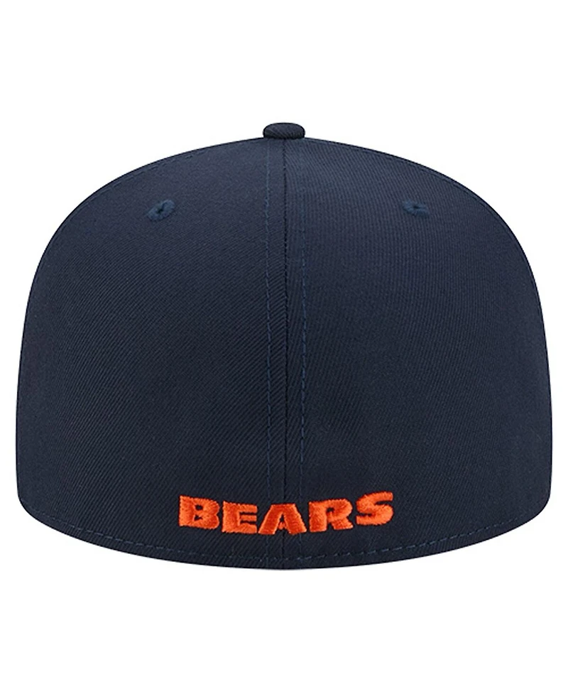 New Era Men's Navy Chicago Bears Overlap Wordmark 59FIFTY Fitted Hat