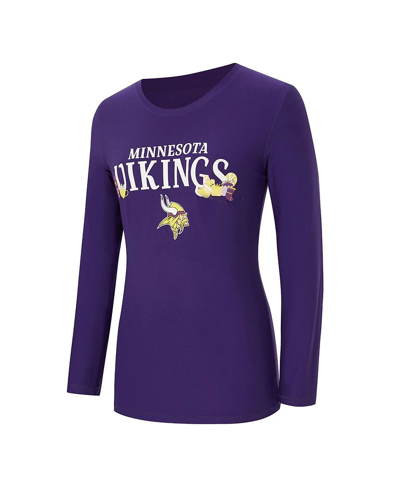 Concepts Sport Women's 2-Piece Purple Minnesota Vikings Chestnut Long Sleeve T-Shirt and Pants Sleep Set