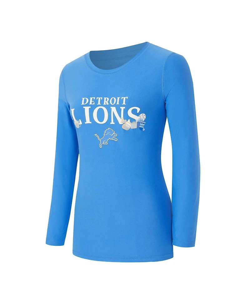 Concepts Sport Women's 2-Piece Blue Detroit Lions Chestnut Long Sleeve T-Shirt and Pants Sleep Set