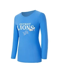 Concepts Sport Women's 2-Piece Blue Detroit Lions Chestnut Long Sleeve T-Shirt and Pants Sleep Set