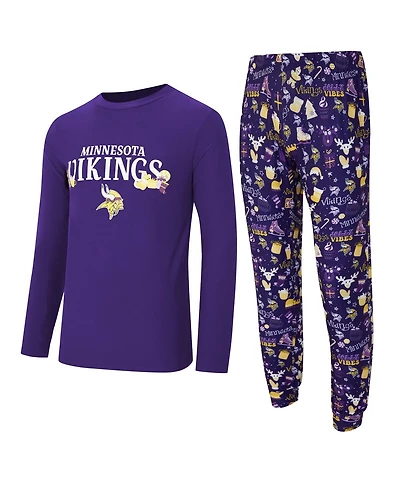 Concepts Sport Men's 2-Piece Purple Minnesota Vikings Chestnut Long Sleeve Top and Pants Set