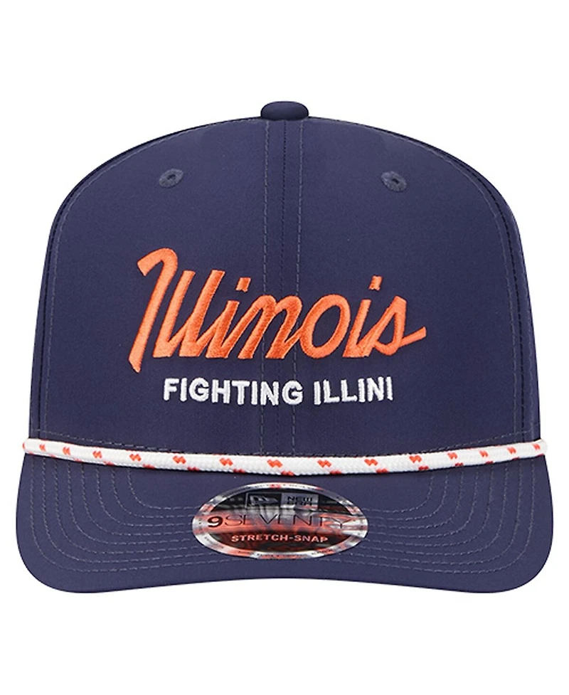 New Era Men's Navy Illinois Fighting Illini Script Performance Rope 9SEVENTY Adjustable Hat