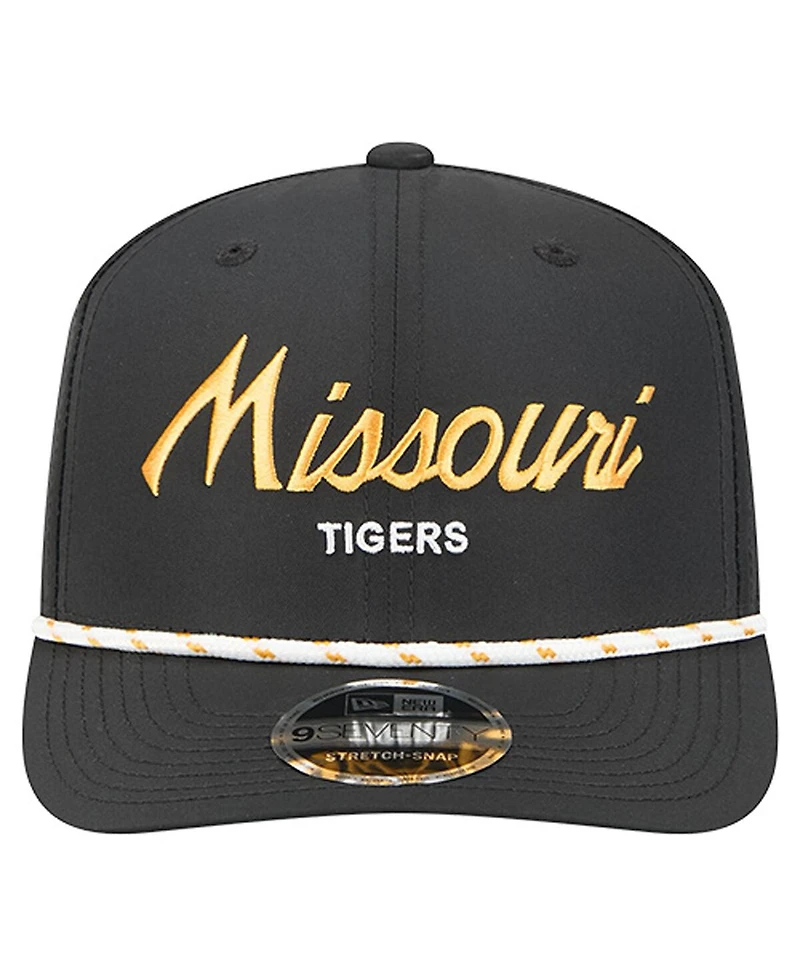 New Era Men's Black Missouri Tigers Script Performance Rope 9SEVENTY Adjustable Hat