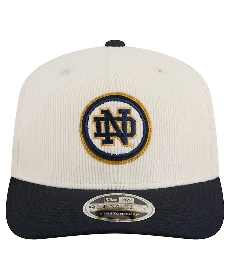 New Era Men's Cream/Black Notre Dame Fighting Irish Loyal Corduroy 9SEVENTY Adjustable Hat