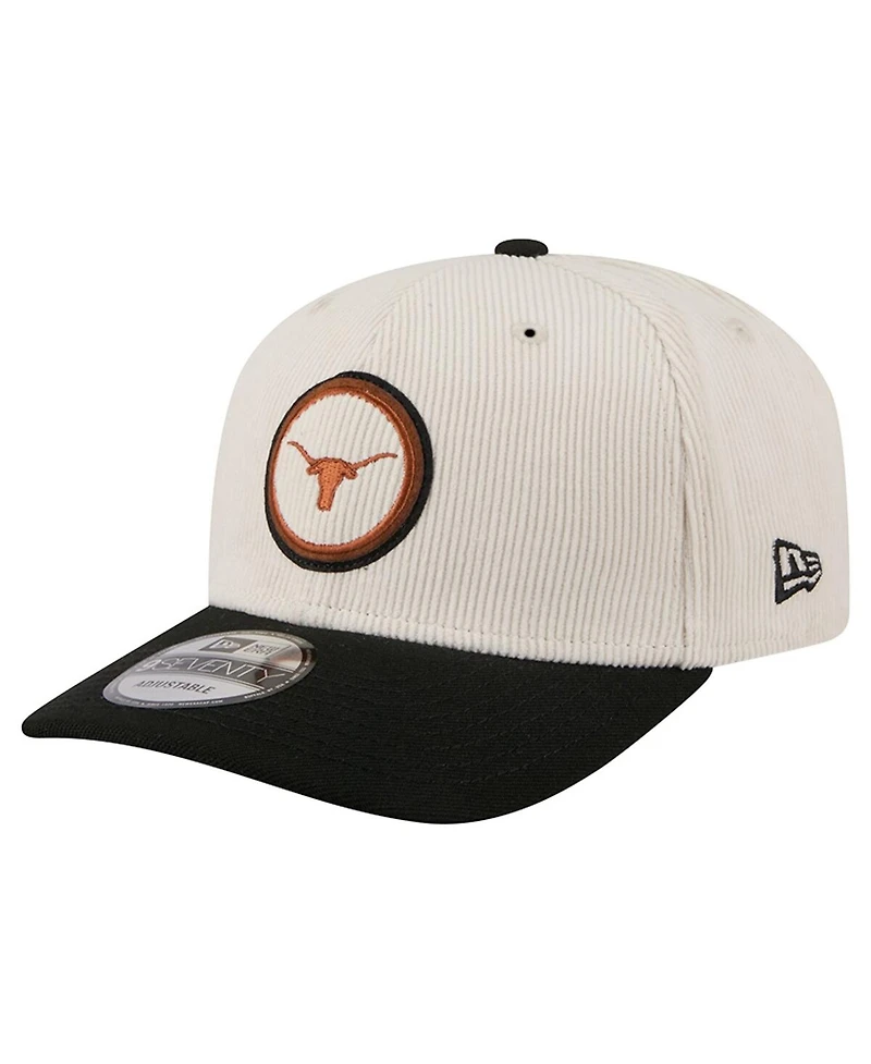 New Era Men's Cream/Black Texas Longhorns Loyal Corduroy 9SEVENTY Adjustable Hat