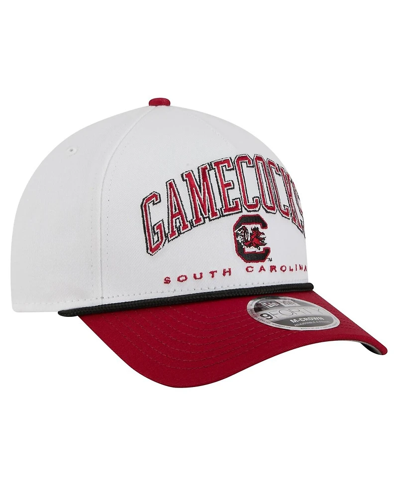 New Era Men's White/Garnet South Carolina Gamecocks Arch Two-Tone Rope 9FORTY A-Frame M-Crown Adjustable Hat