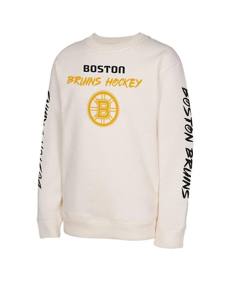 Outerstuff Big Boys and Girls Cream Boston Bruins Star Power Pullover Sweatshirt