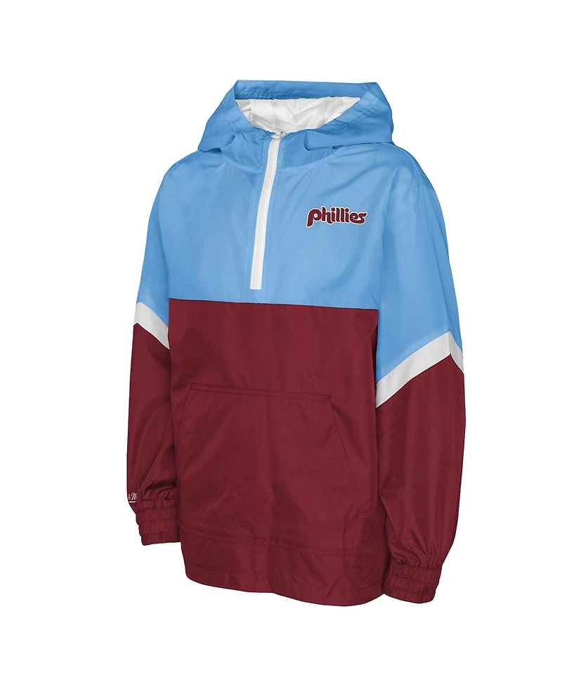 Mitchell & Ness Men's Burgundy/Light Blue Philadelphia Phillies Lightweight Anorak Half-Zip Hoodie