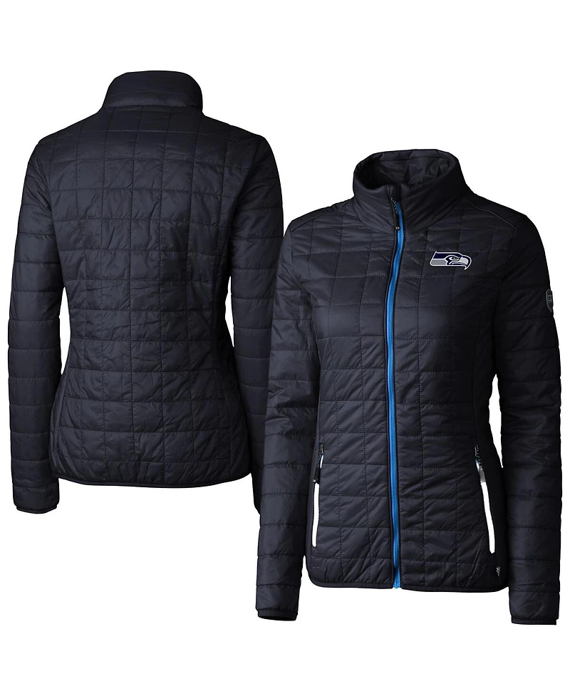 Cutter & Buck Women's Navy Seattle Seahawks Rainier PrimaLoft Eco Insulated Full-Zip Puffer Jacket