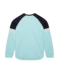 Mitchell & Ness Men's Light Blue Seattle Kraken Thermal Henley Long Sleeve T-Shirt