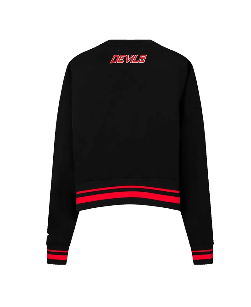Pro Standard Women's Black New Jersey Devils Area Code Cropped Pullover Sweatshirt