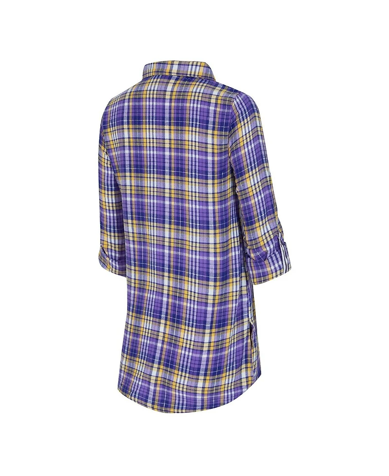 Concepts Sport Women's Purple Minnesota Vikings Laney Plaid Tri-Blend Nightshirt