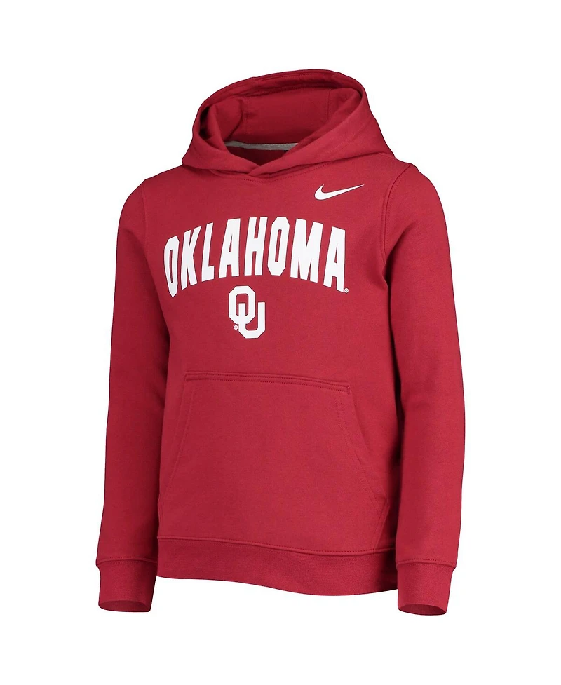 Nike Big Boys and Girls Crimson Oklahoma Sooners Club Fleece Pullover Hoodie