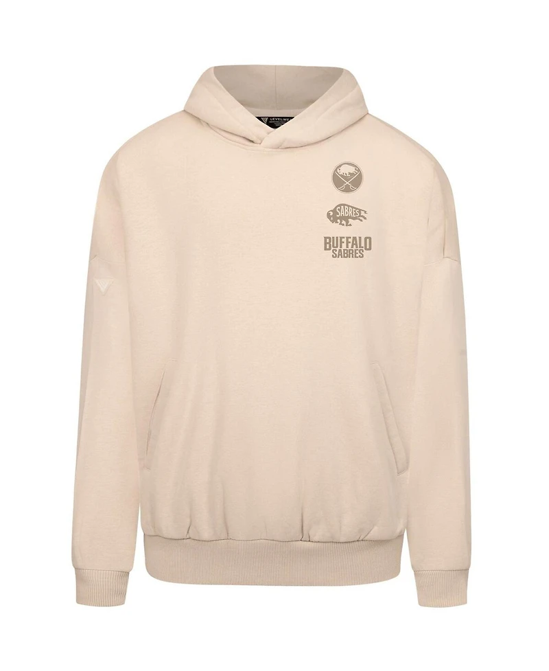 LevelWear Men's Cream Buffalo Sabres Contact Stamp Pullover Hoodie