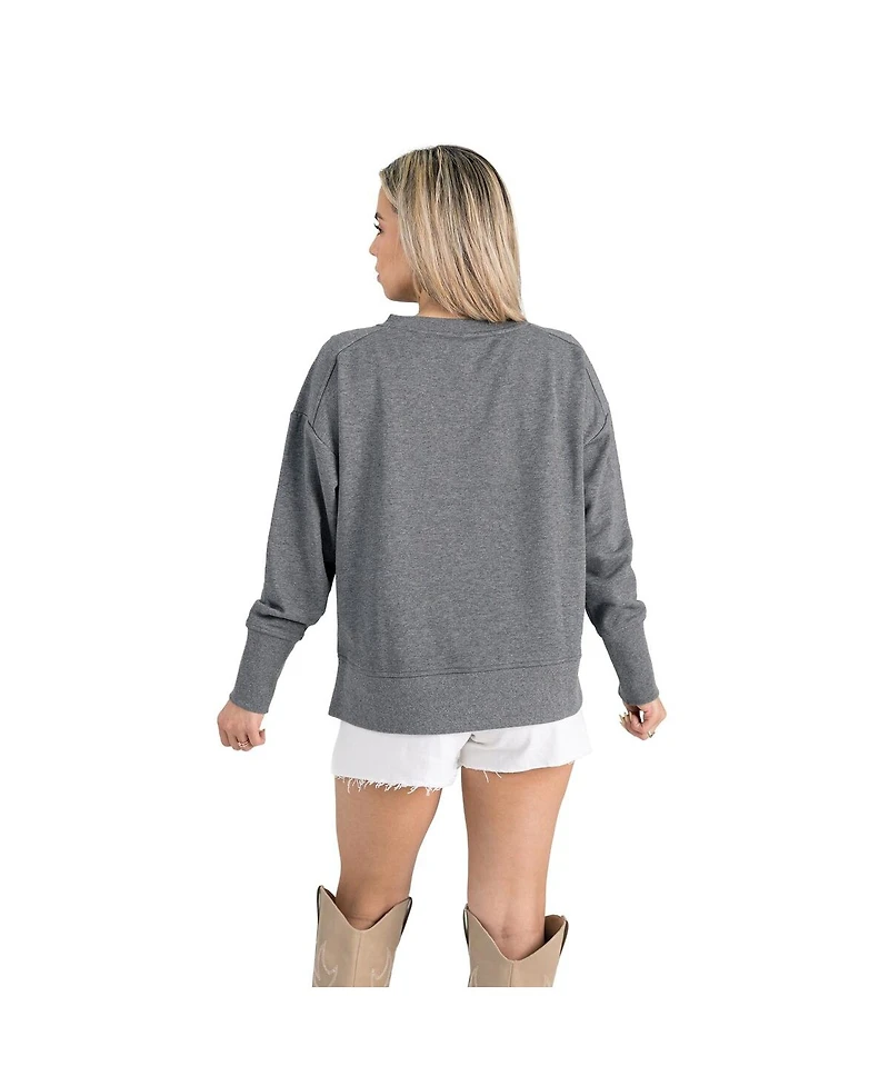 Gameday Couture Women's Gray Los Angeles Chargers French Terry V-Neck Pullover Sweatshirt