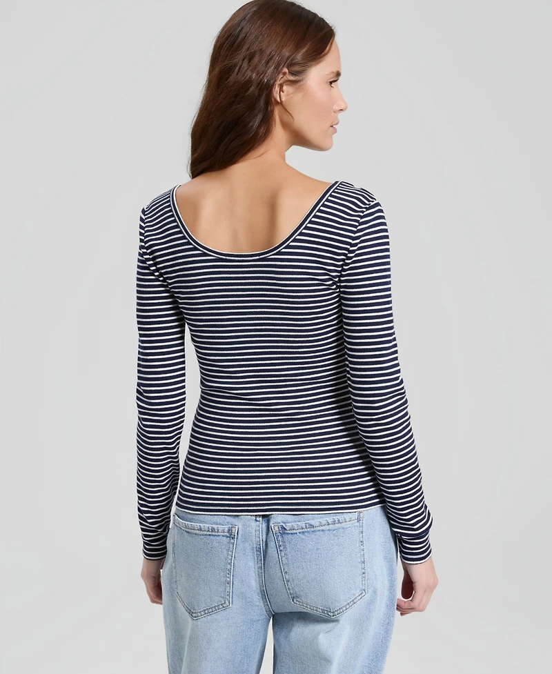 And Now This Women's Striped Double-Scoop Top, Macy's Exclusive