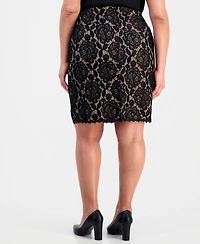 Tahari Asl Plus Bonded-Lace Skirt