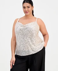Tahari Asl Plus Sequinned Cowlneck Camisole