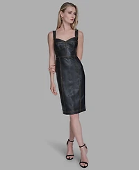 Bcbg Women's Sweetheart Denim Corset Sheath Dress