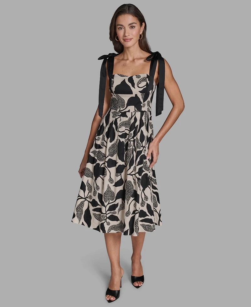 Bdbg Women's Floral Hammered Satin Corset Fit & Flare Midi Dress