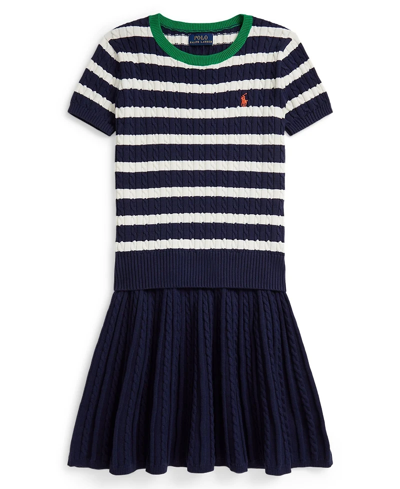 Polo Ralph Lauren Girls 7-16 Striped Sweater and Skirt, 2-Piece Set