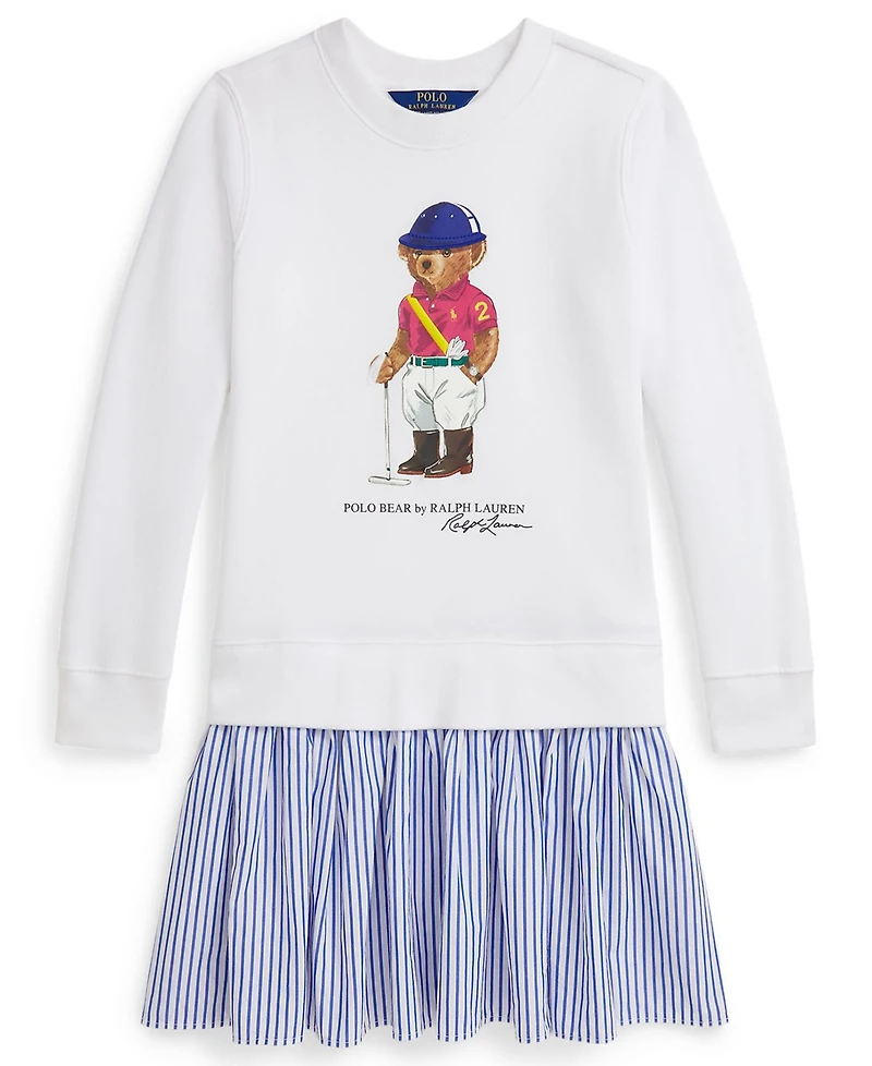 Polo Ralph Lauren Girls 7-16 Striped Skirt Fleece Long-Sleeve Dress