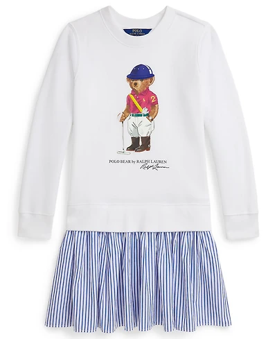 Polo Ralph Lauren Girls 7-16 Striped Skirt Fleece Long-Sleeve Dress