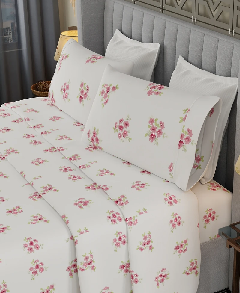 Color Sense Brushed Cool Crisp Percale Printed 3-Pc. Sheet Set, Twin Xl