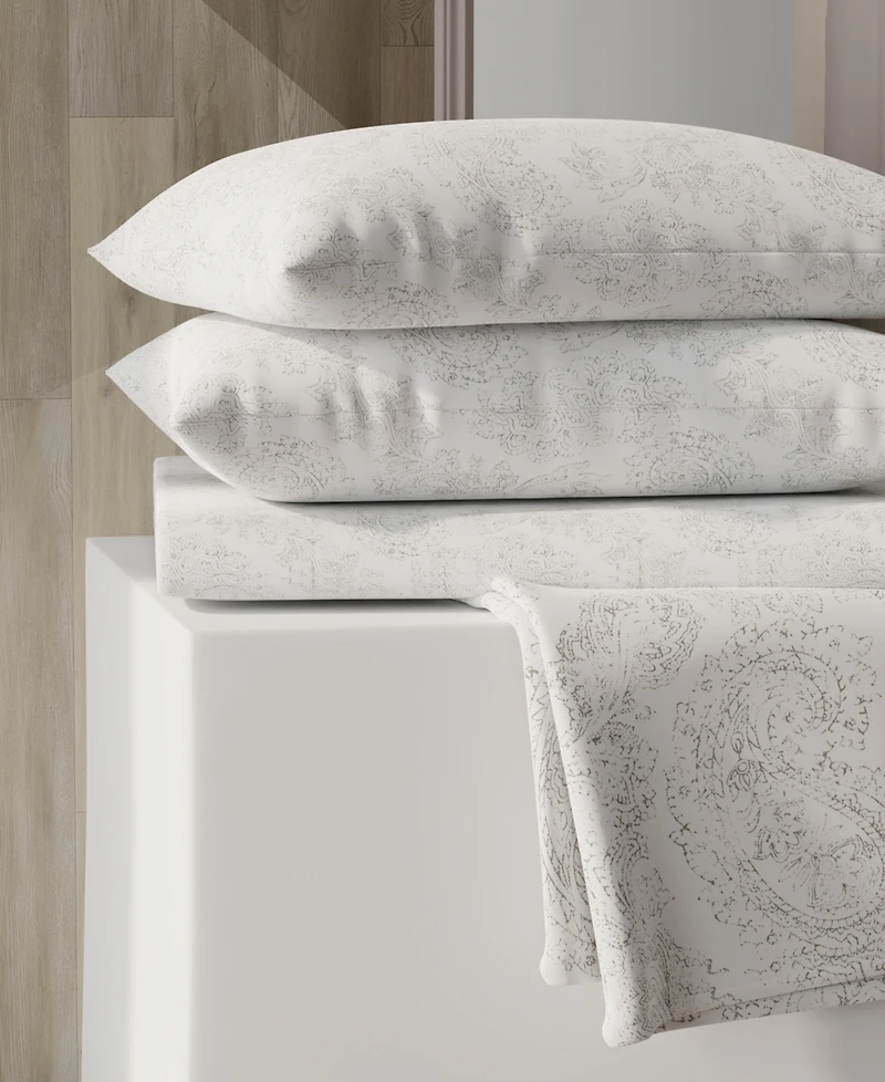 Color Sense Brushed Cool Crisp Percale Printed 3-Pc. Sheet Set, Twin Xl