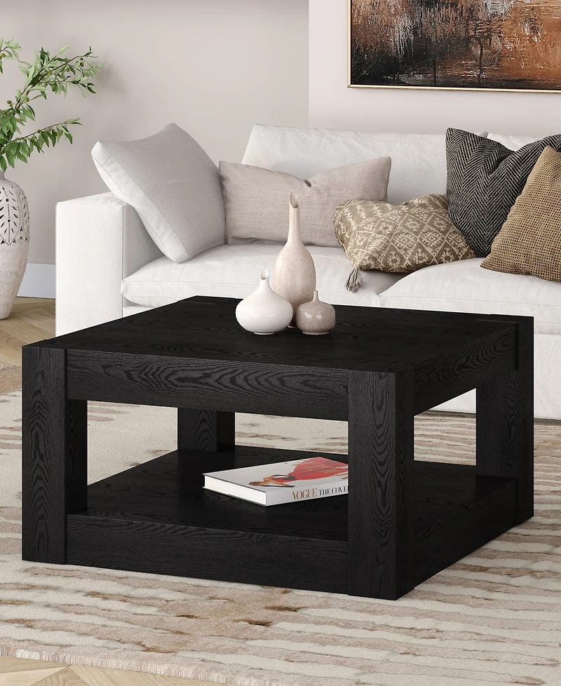 Hudson & Canal Hughes 32" Wood Wide Square Coffee Table