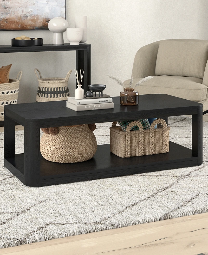 Hudson & Canal Stellan 47" Wood Wide Rectangular Coffee Table