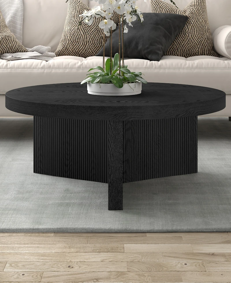 Hudson & Canal Holm 36" Wood Wide Round Coffee Table
