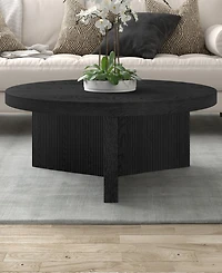 Hudson & Canal Holm 36" Wood Wide Round Coffee Table