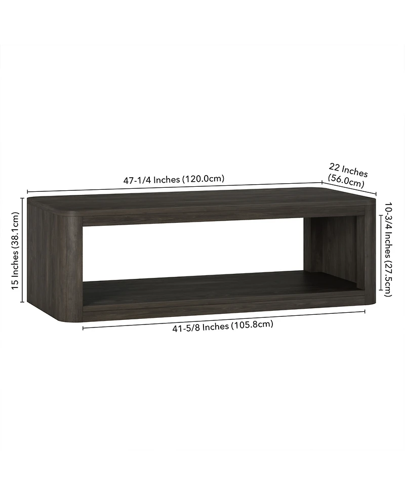 Hudson & Canal Kellan 47" Wood Wide Rectangular Coffee Table