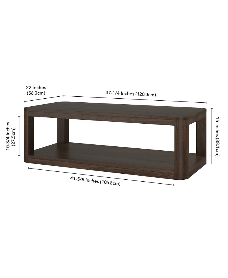Hudson & Canal Stellan 47" Wood Wide Rectangular Coffee Table