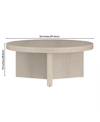 Hudson & Canal Holm 36" Wood Wide Round Coffee Table