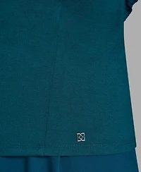 Bcbg Women's Pleated Mock Neck Flutter Sleeve Top