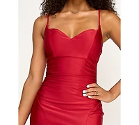 Emerald Sundae Juniors' V-Neck Front-Slit Sleeveless Gown