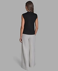 Bcbg Women's Sleeveless Mock Neck Knit Top