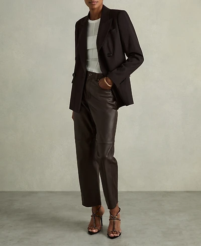 Reiss Women's Leather Slim-Leg Pants