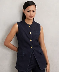 Reiss Women's Athena Denim Longline Waistcoat