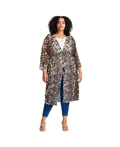 Avenue Women's Tie-Front Duster Kimono