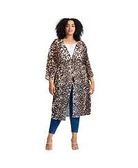 Avenue Women's Tie-Front Duster Kimono
