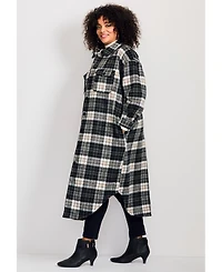 Avenue Women's Plus Brushed Long Shirt Jacket