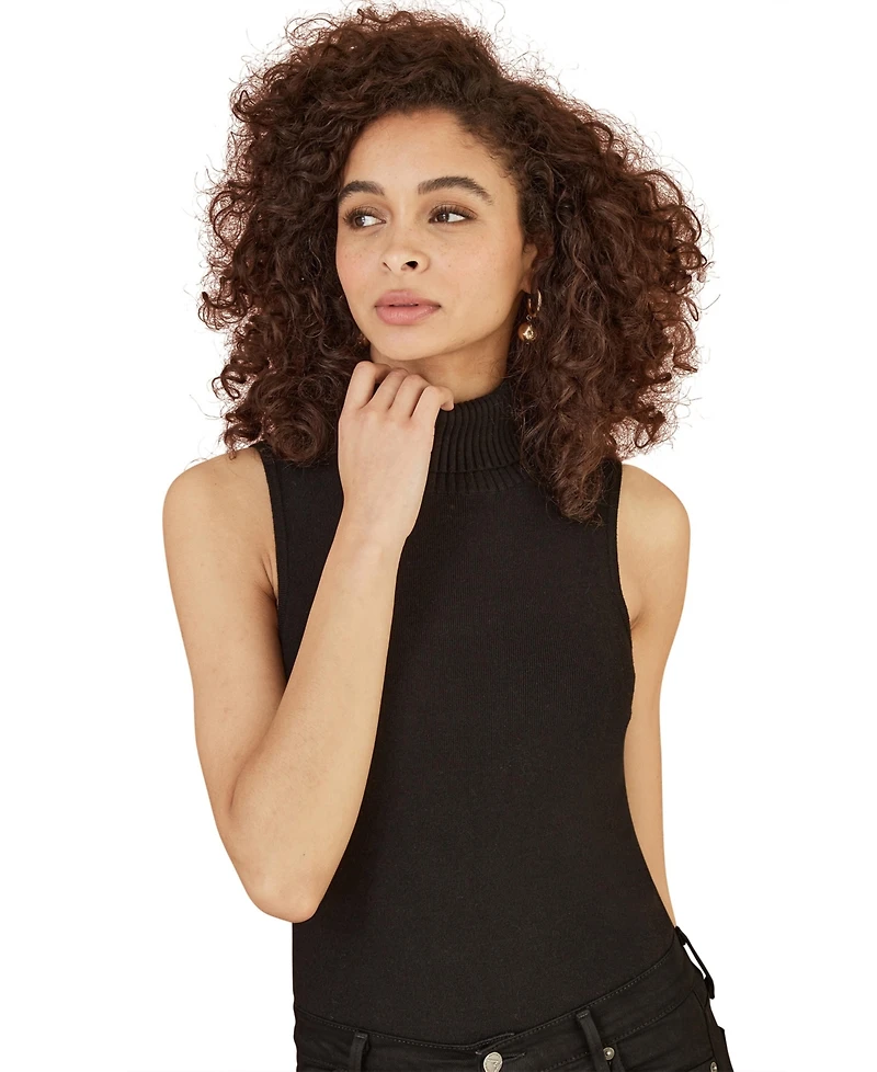 Yumi Women's Roll Neck Sleeveless Sweater