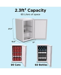 SnowLion Premium 65L Solid Door 2.3 Cu.ft. Freestanding Under-Counter Mini Fridge in White